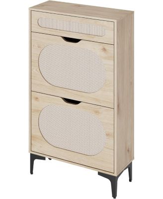 Шкаф для обуви Rattan с 2 выдвижными ящиками и 1 полкой, Oak