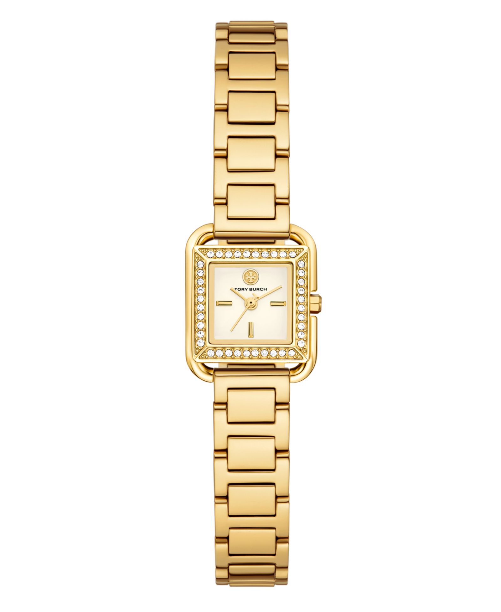 Женские часы Tory Burch The Kira Square Small Quartz Three-Hand Gold Stainless Steel, 19mm