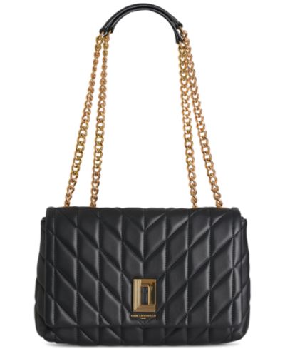 KARL LAGERFELD PARIS Lafayette Medium Leather Shoulder Handbag
