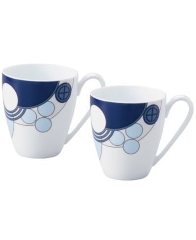 Noritake Frank Lloyd Wright Imperial Cabaret Blue Set of 2 Mugs, 10 oz.