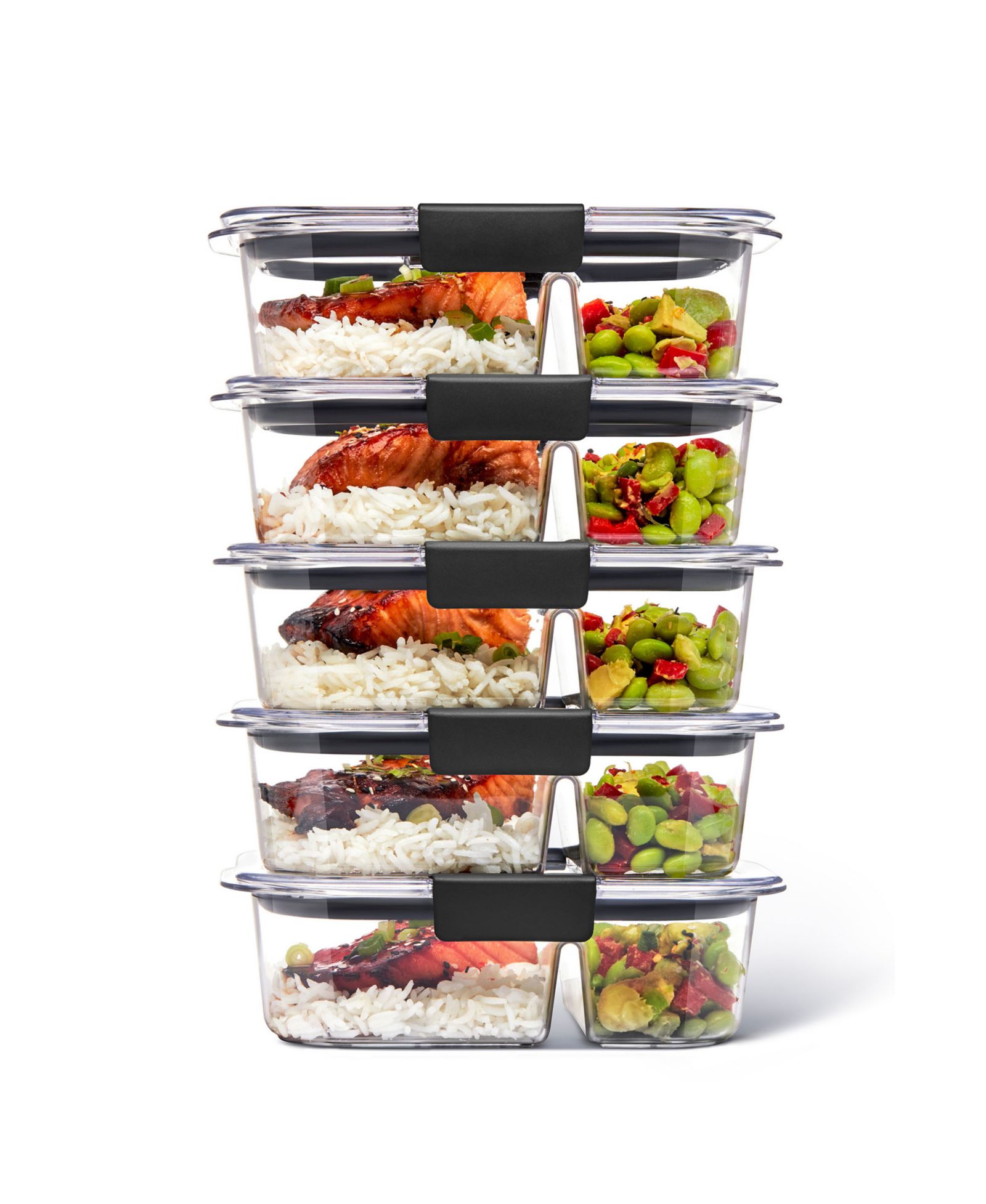 Rubbermaid Brilliance 5-Pack 2.85-Cup Meal Prep 2-Compartment Food Storage Containers