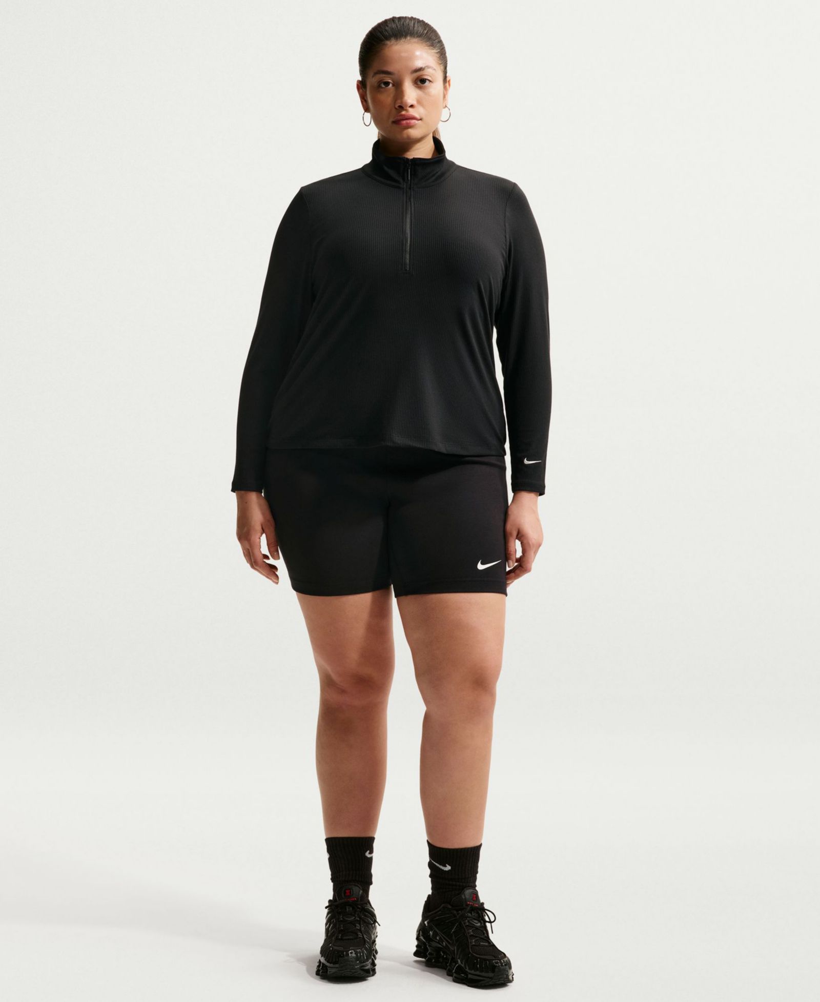 Nike Plus Sportswear Ribbed Quarter-Zip Long-Sleeve Top