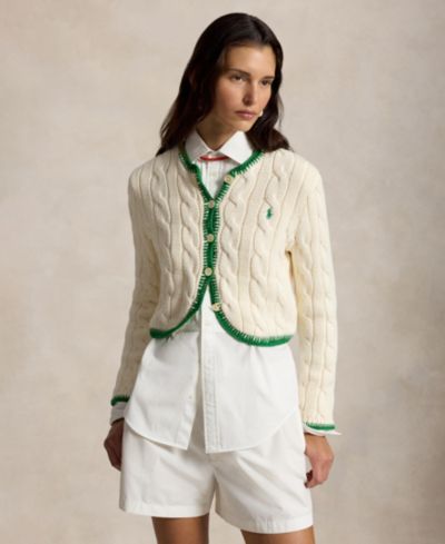 Polo Ralph Lauren Women's Crewneck Buttoned Placket Cropped Cardigan