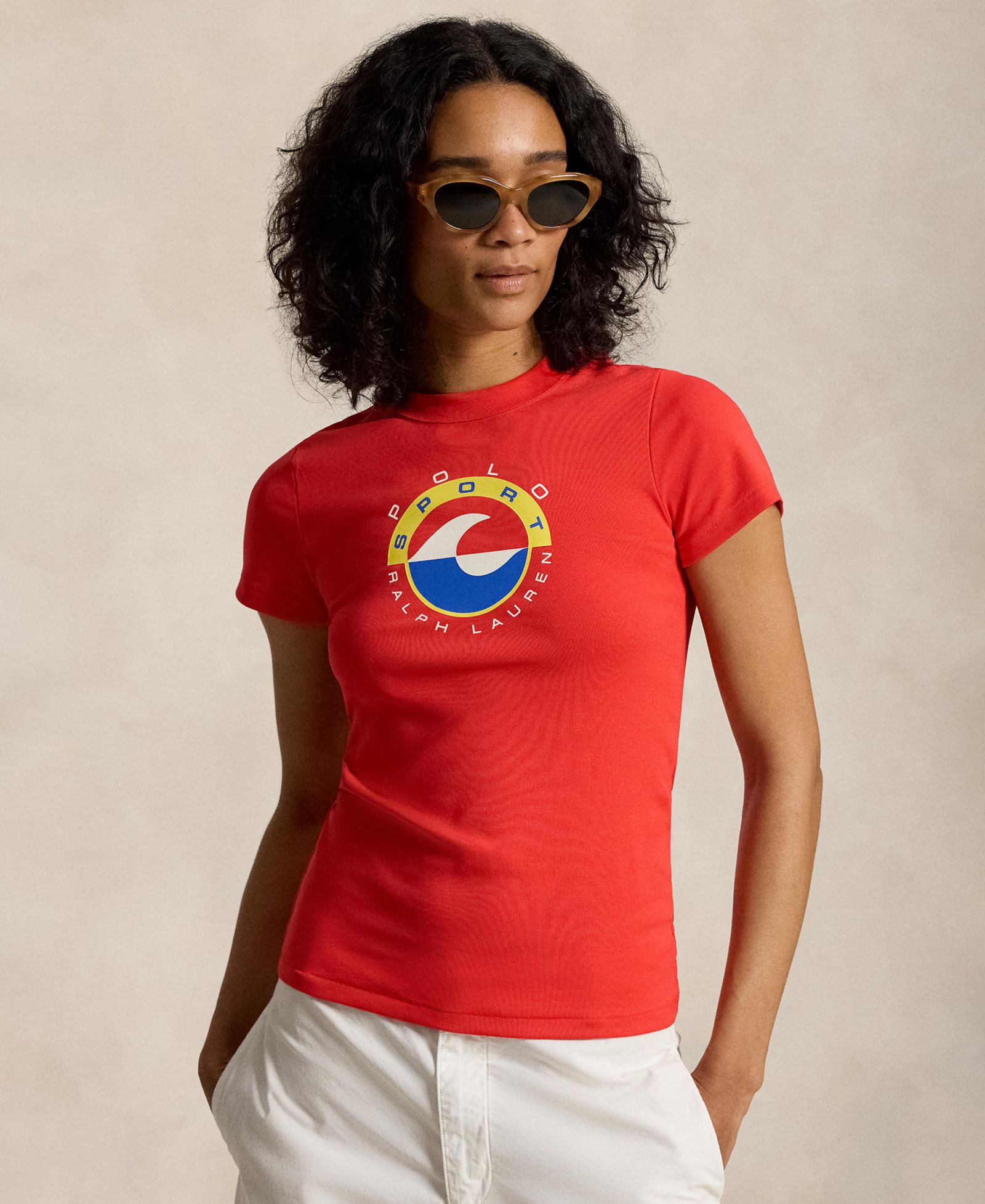 Polo Ralph Lauren Женская трикотажная футболка с логотипом и воротником crewneck