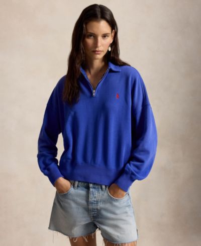Polo Ralph Lauren Women's Spread Collar Long-Sleeve Quarter-Zip Sweatshirt