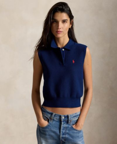 Женский трикотажный жилет Polo Ralph Lauren Women's Ribbed Collar Sleeveless Sweater
