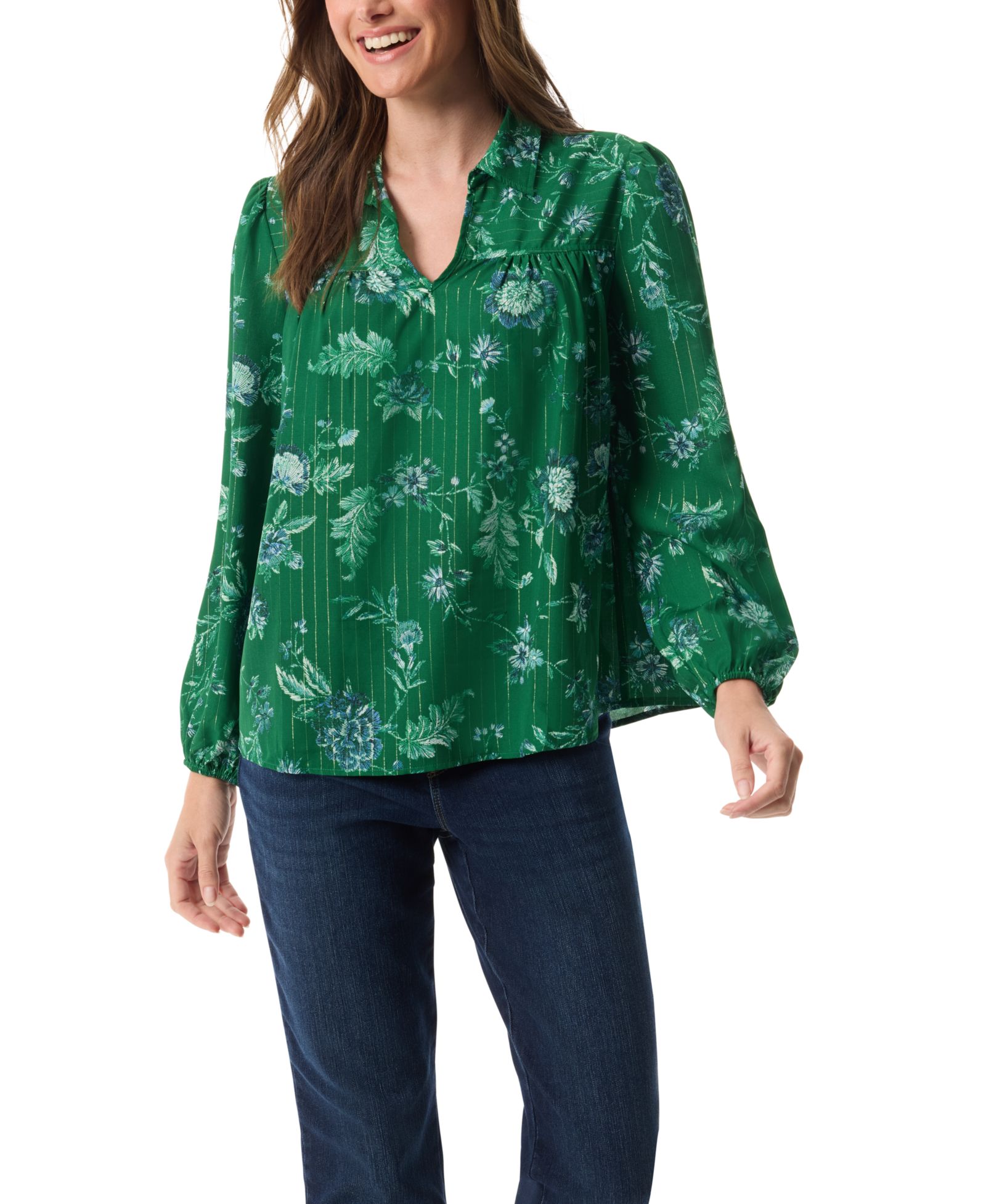 Gloria Vanderbilt Women's Carmen Long-Sleeve Woven Top