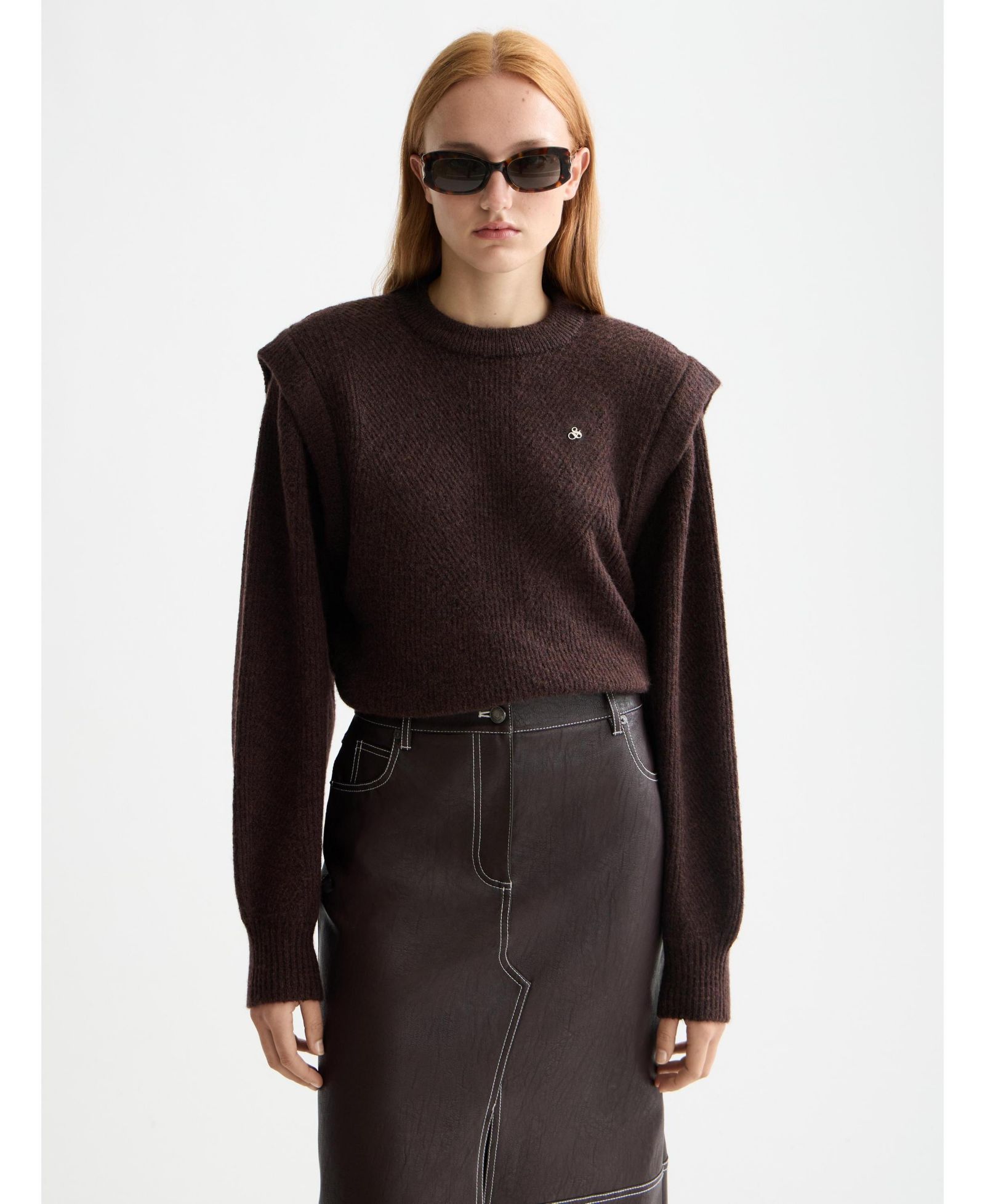 SCOTCH & SODA Women's Shoulder detail crew neck pullover