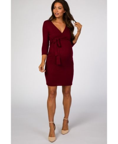 Женское платье Pinkblush Burgundy Brushed Knit Wrap для беременных и кормления