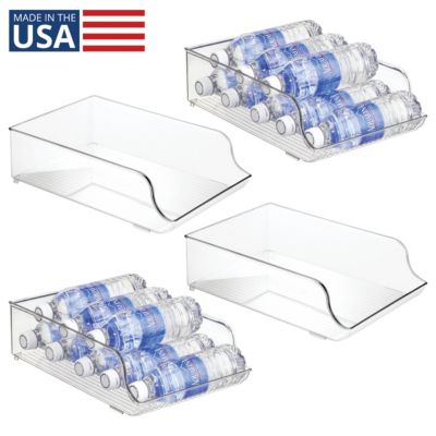 iDesign Water Bottle Organizer for Fridge - Set of 4 - Clear - Made in USA