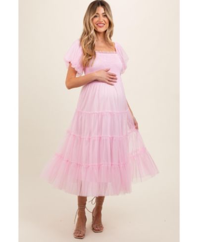 Женское миди-платье Pinkblush Women's Light Pink Smocked Tiered Tulle