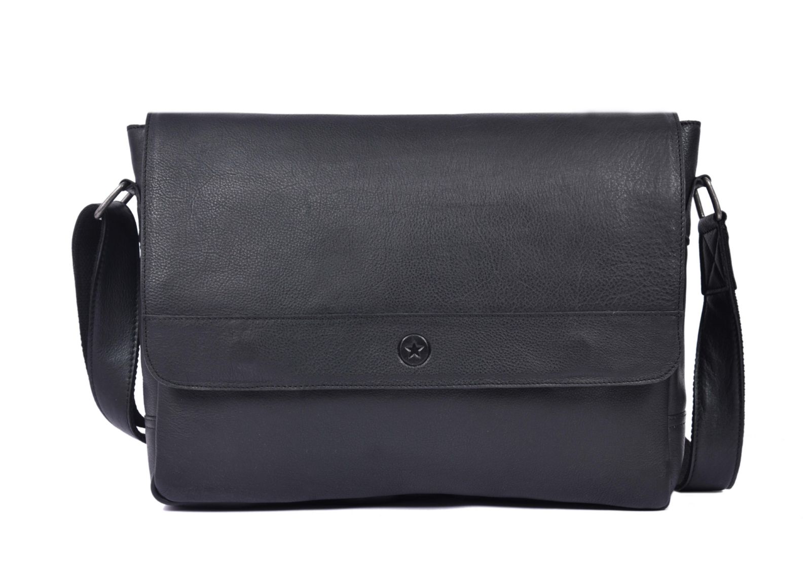 Vintage Black Genuine Leather Messenger Bag Laptop Briefcase Satchel Crossbody Shoulder Bag for Men Women - Office, Travel & Everyday Use