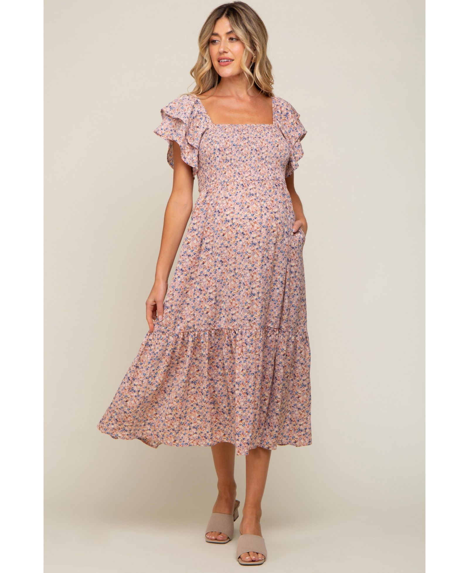 Платье миди Pinkblush Women's Light Pink Floral Flutter