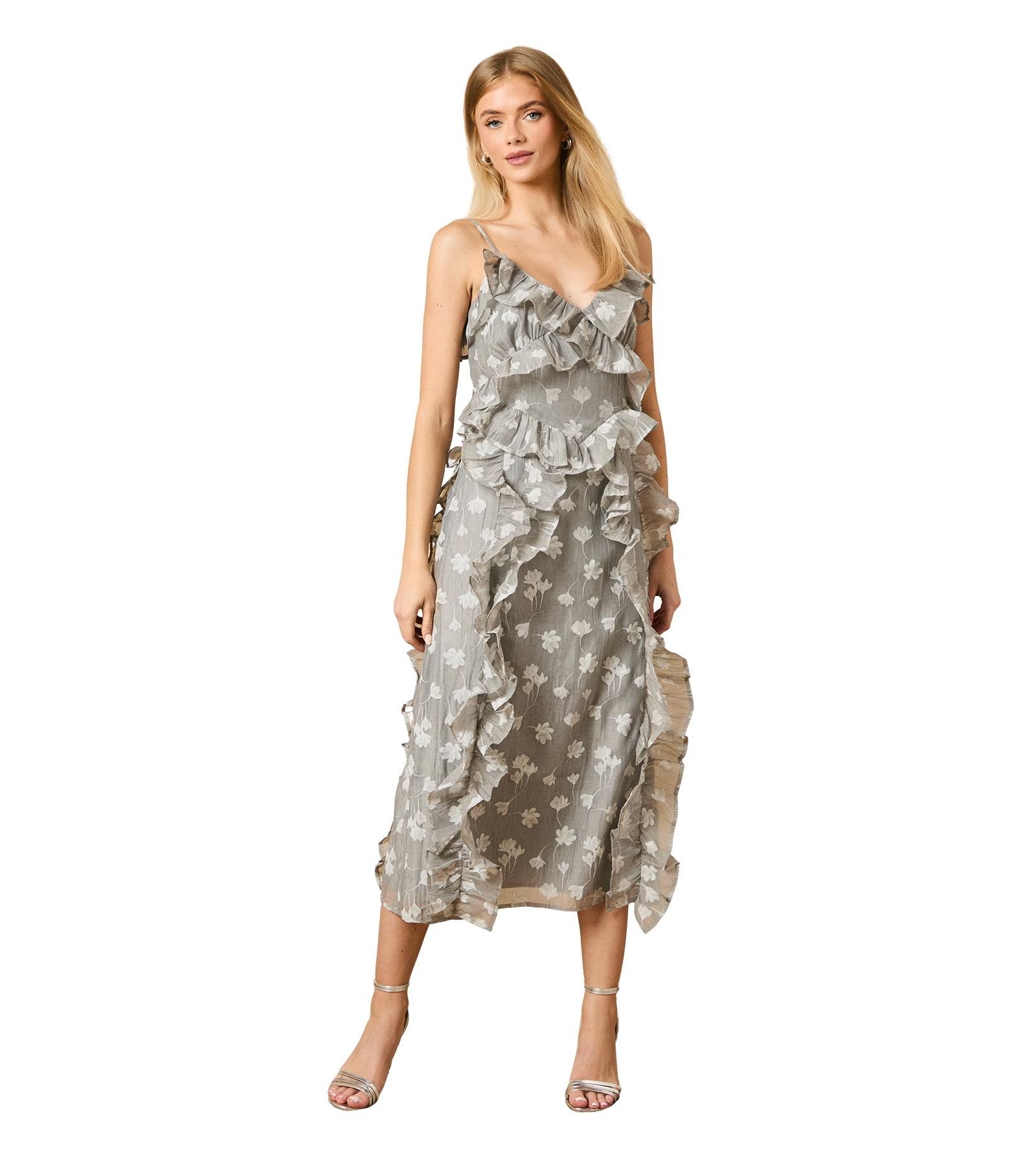 Платье миди Oasis Ruffle Front V-Neck, Женское