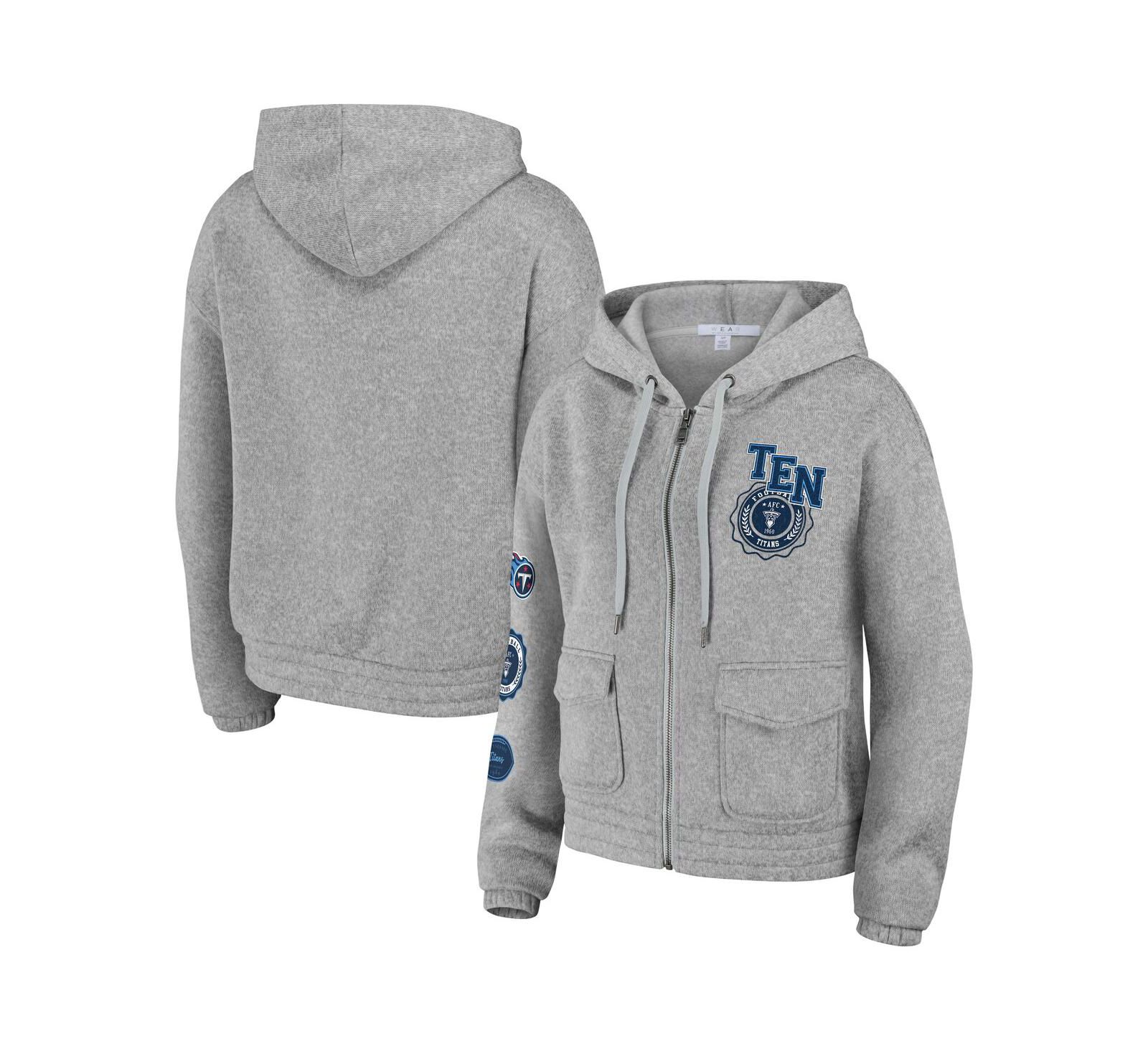 Женское худи WEAR by Erin Andrews Heather Gray Tennessee Titans Full-Zip