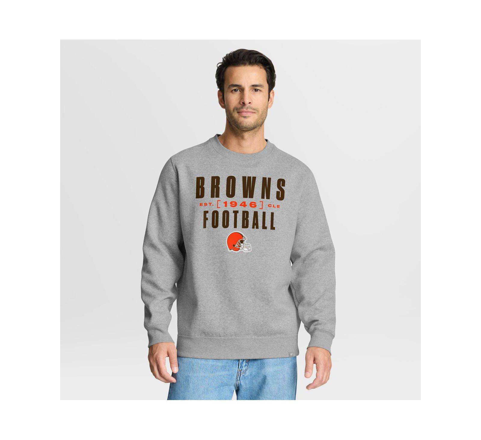 Fanatics Мужской свитшот с начесом Cleveland Browns Powerful Throw Legacy Heather Gray