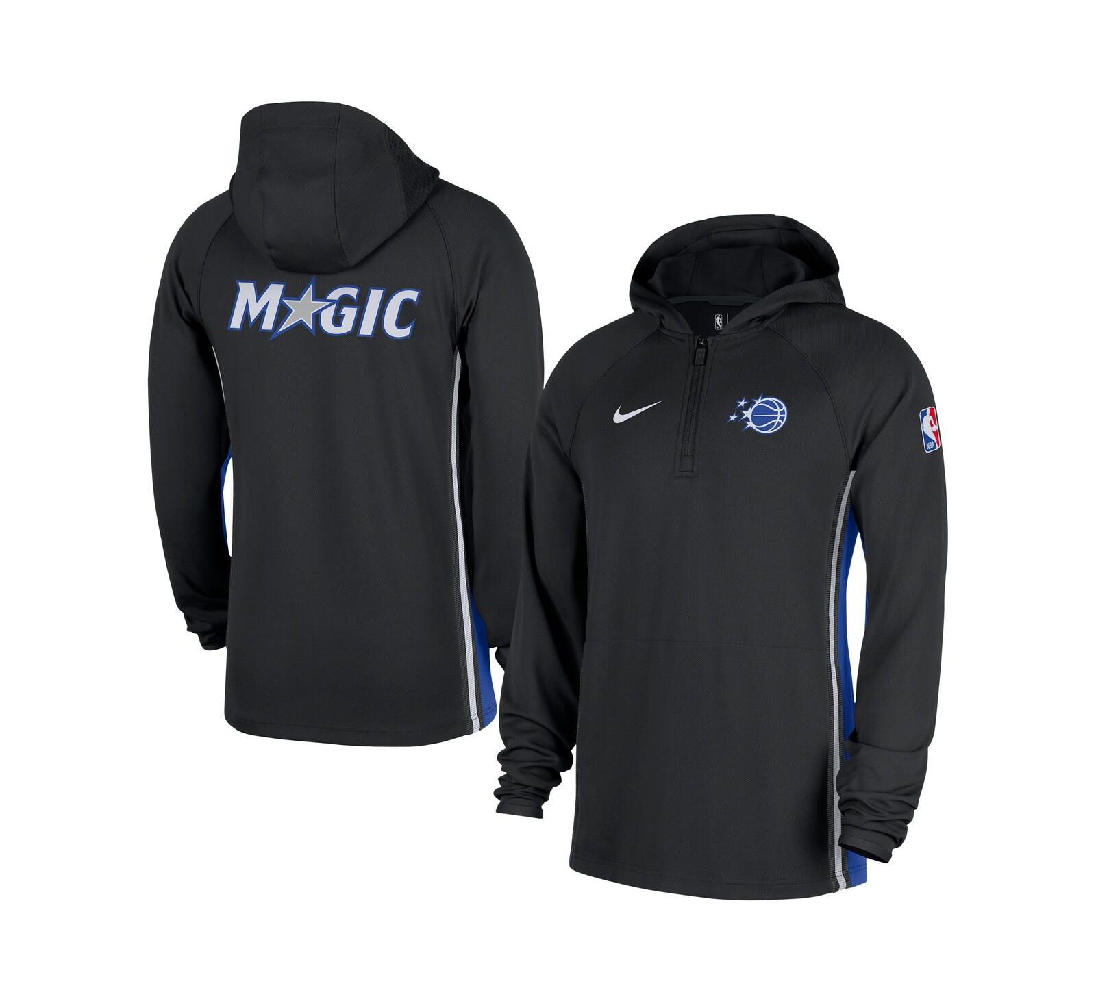 Nike Men's Black Orlando Magic Authentic On Court Zone Quarter-Zip Dri-FIT Hoodie Jacket