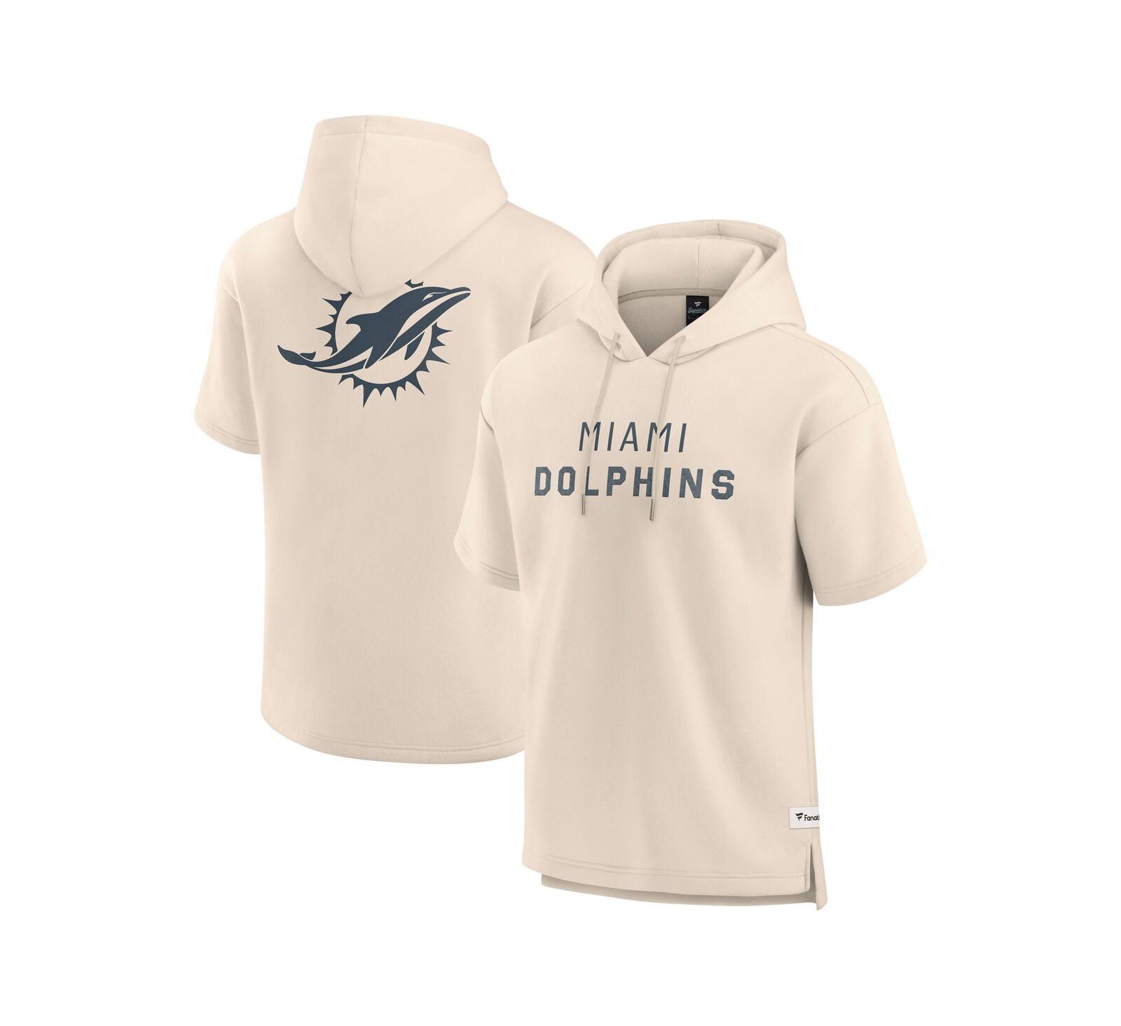 Мужское худи Fanatics Cream Miami Dolphins Elements Future Ground Lettering Short Sleeve Pullover
