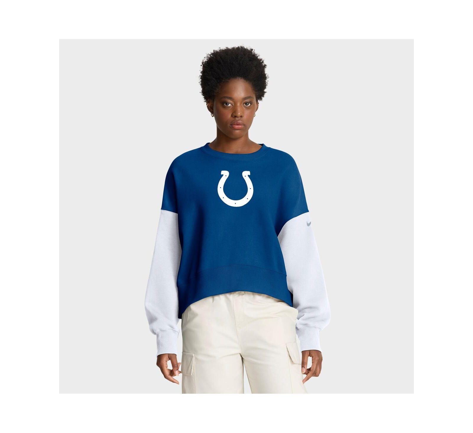 Nike Women's Royal Indianapolis Colts Oversized Color-Block Pullover Sweatshirt