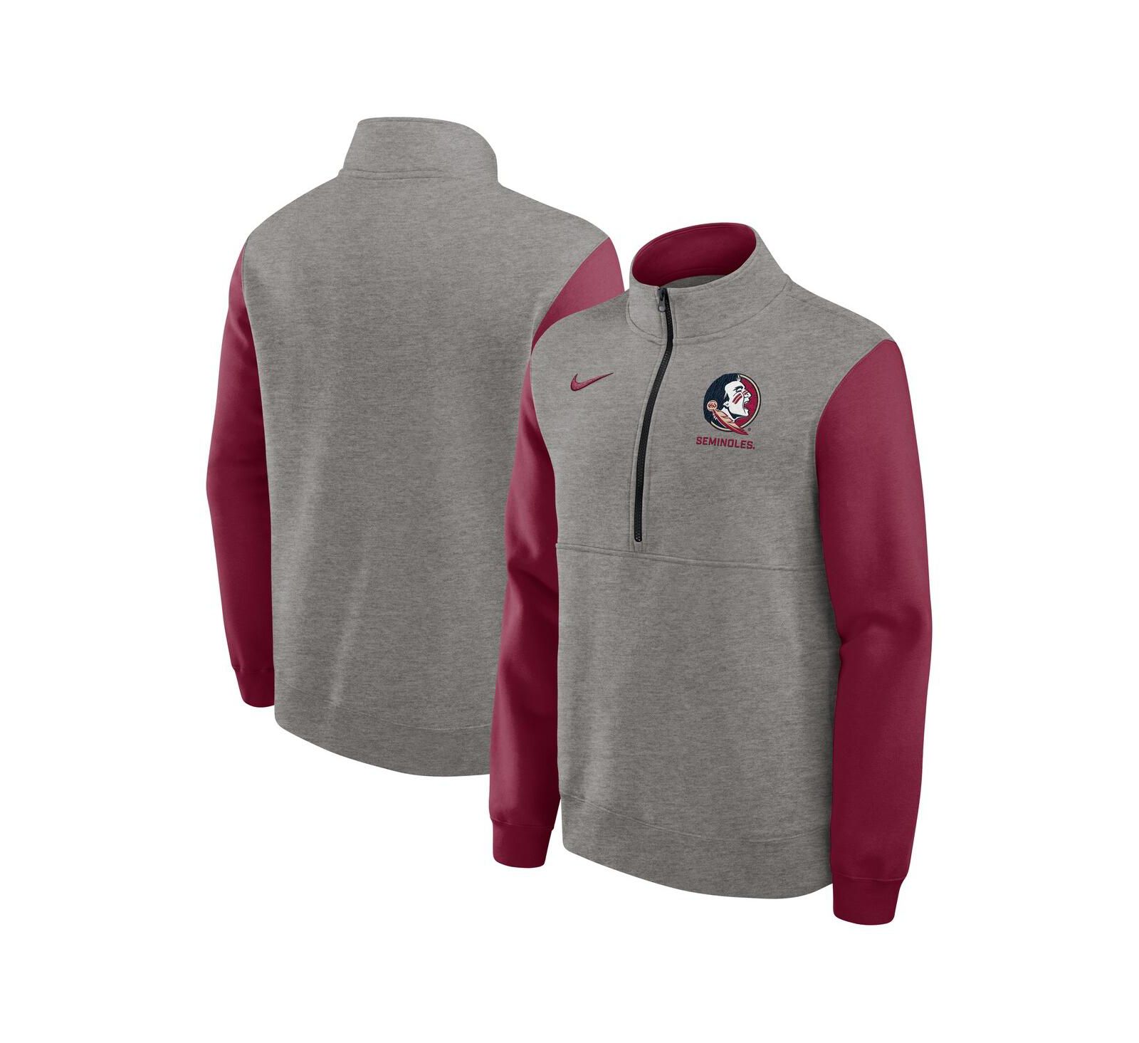 Nike Men's Heather Gray/Garnet Florida State Seminoles Club Fleece Half-Zip Pullover Sweatshirt