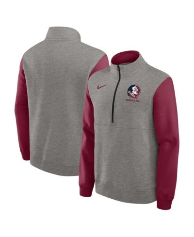 Nike Men's Heather Gray/Garnet Florida State Seminoles Club Fleece Half-Zip Pullover Sweatshirt
