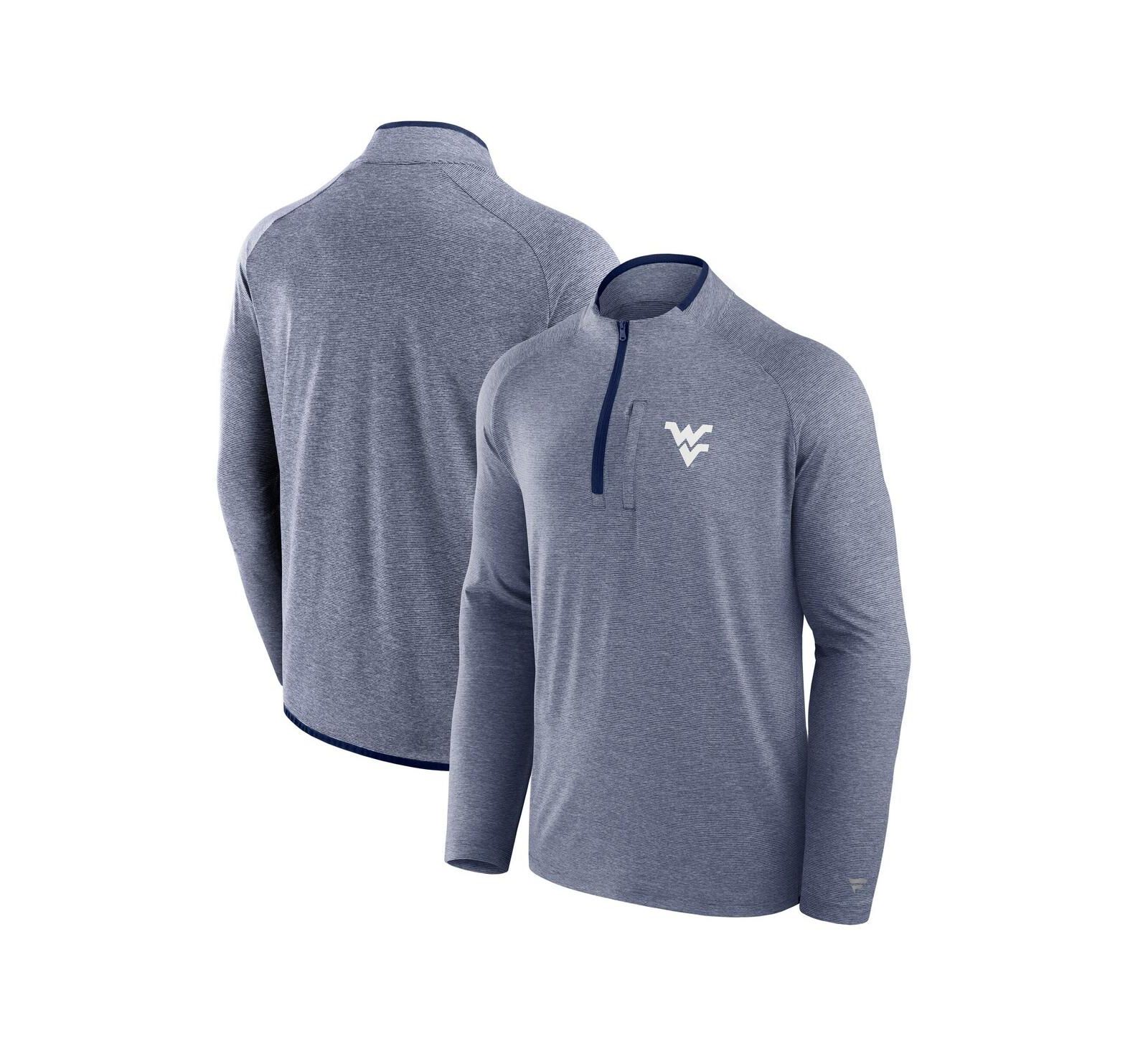 Fanatics Men's Navy West Virginia Mountaineers Mock Neck Half-Zip Pullover Jacket