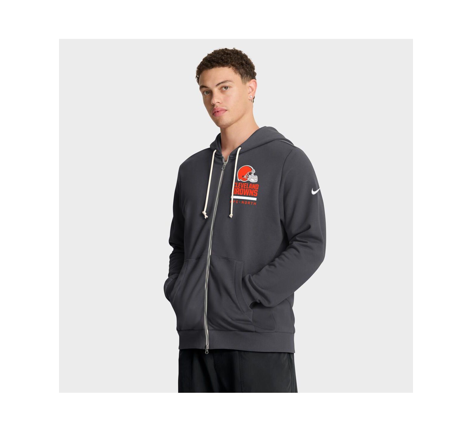 Худи Nike Men's Anthracite Cleveland Browns Sideline Standard Issue Utility Player Dri-FIT Full-Zip