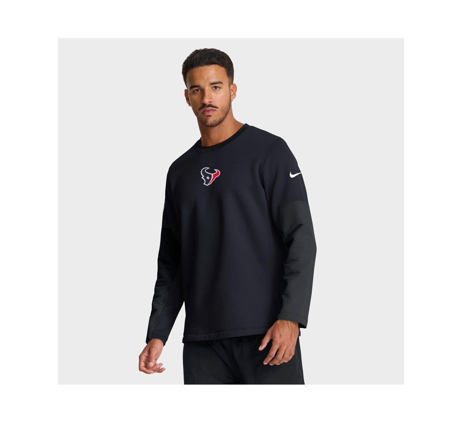 Nike Men's Navy Houston Texans Sideline Coach Therma-FIT Long Sleeve T-Shirt
