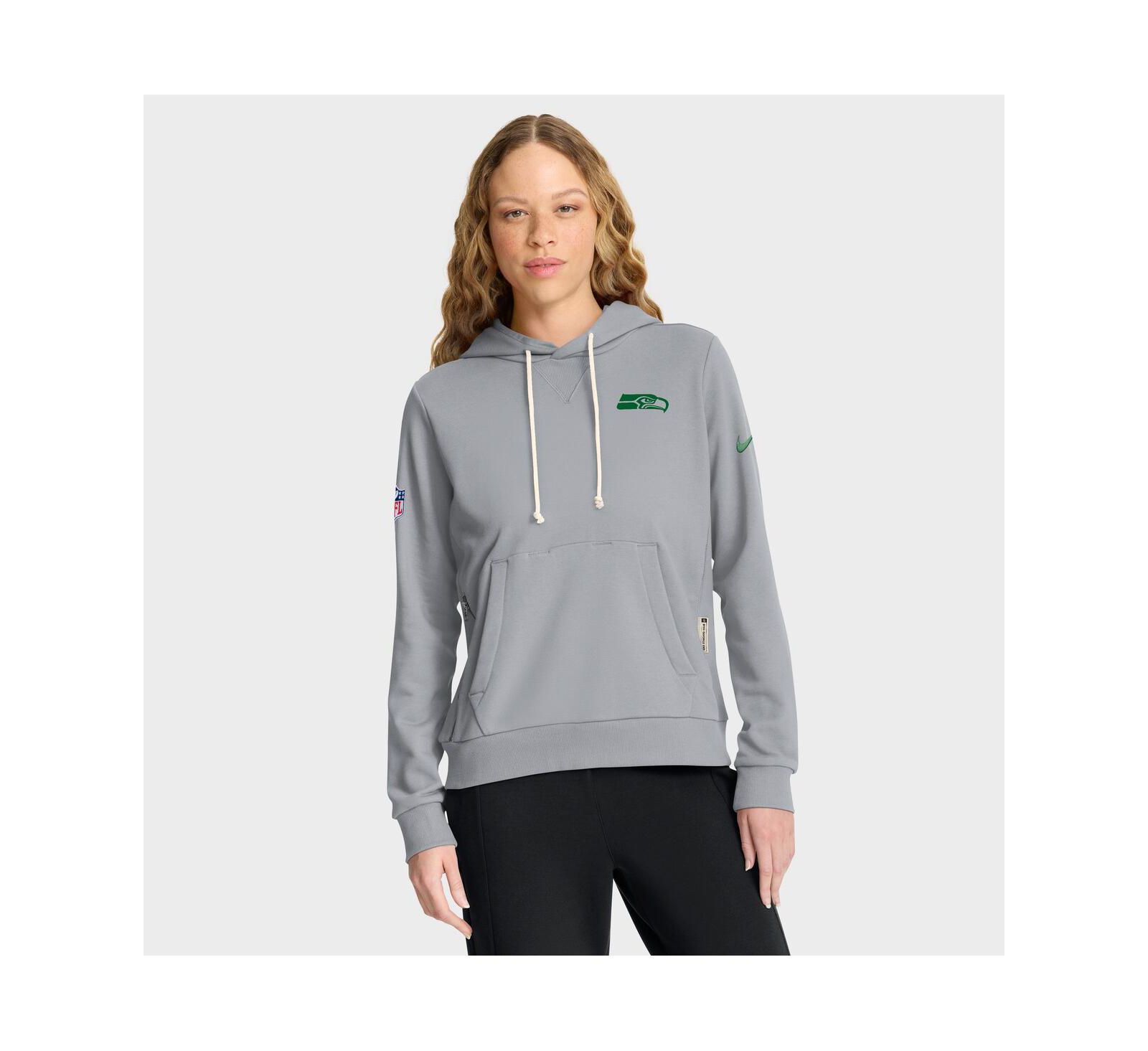 Женское худи Nike Wolf Gray Seattle Seahawks 2025 Rivalries Collection Standard Issue Sideline Dri-FIT