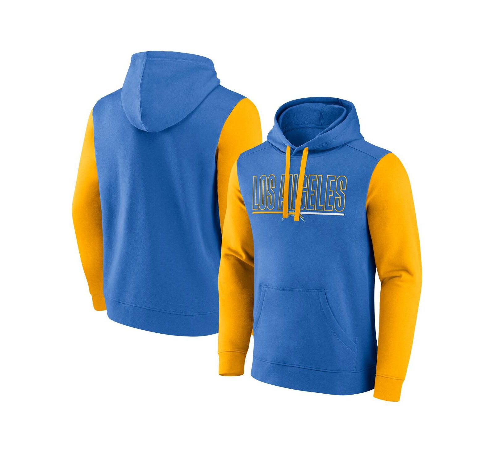 Fanatics Men's Powder Blue/Gold Los Angeles Chargers Outline Pullover Hoodie