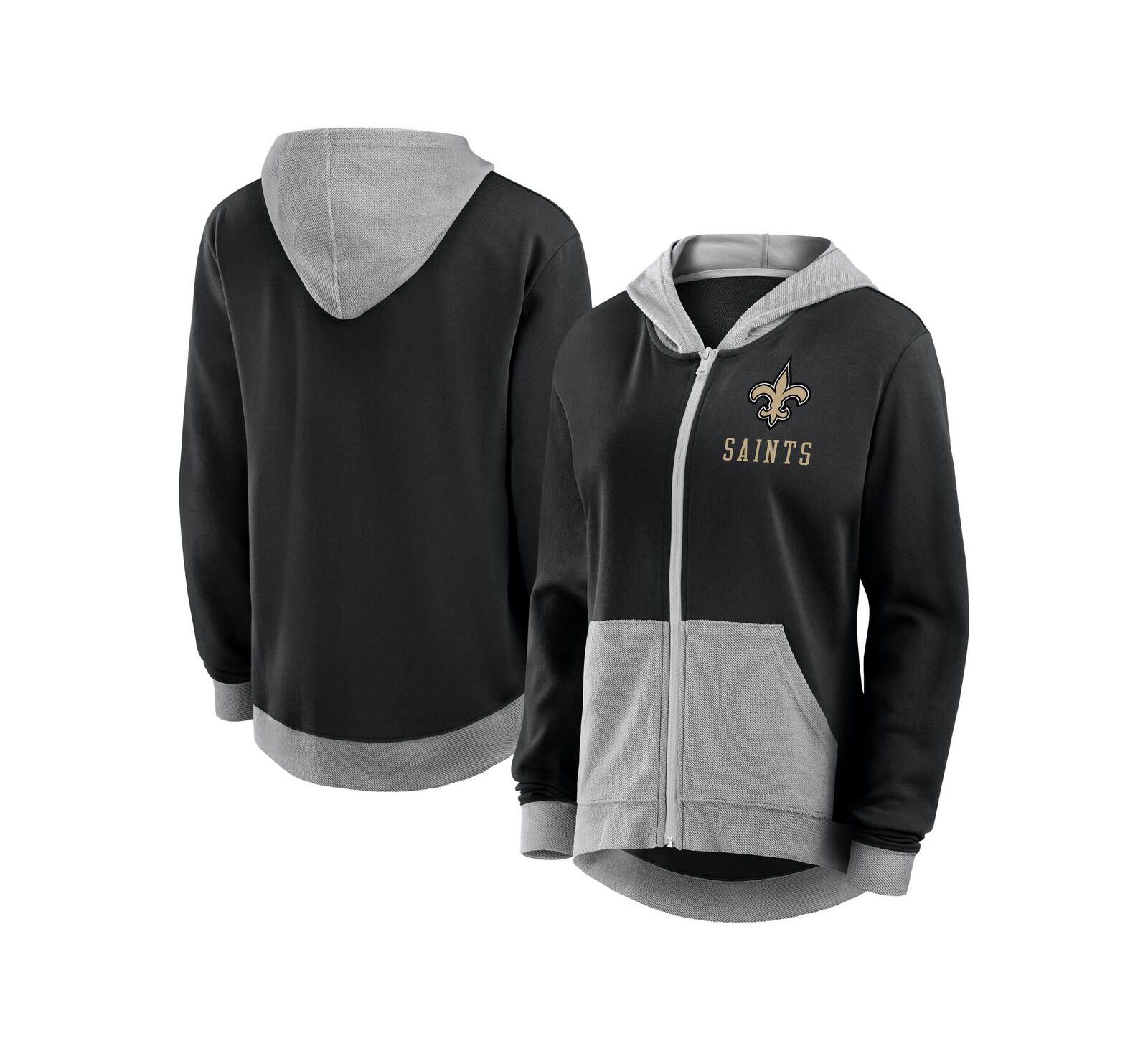 Logo Athletic Women's Black New Orleans Saints Hit It French Terry Full-Zip Hoodie
