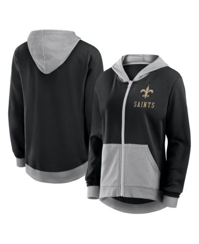 Logo Athletic Women's Black New Orleans Saints Hit It French Terry Full-Zip Hoodie