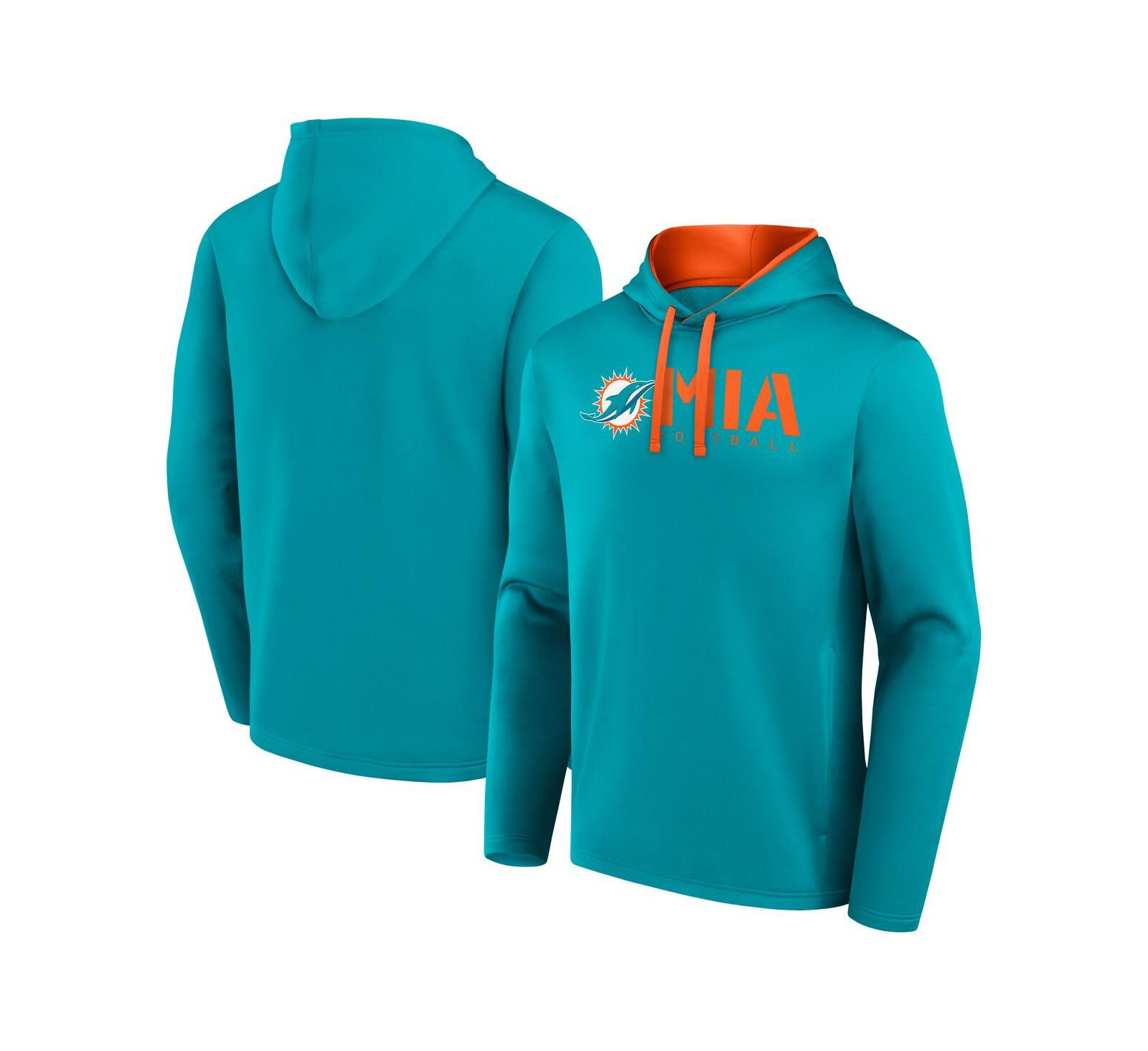 Мужской Logo Athletic Aqua Miami Dolphins Head Start Pullover Hoodie