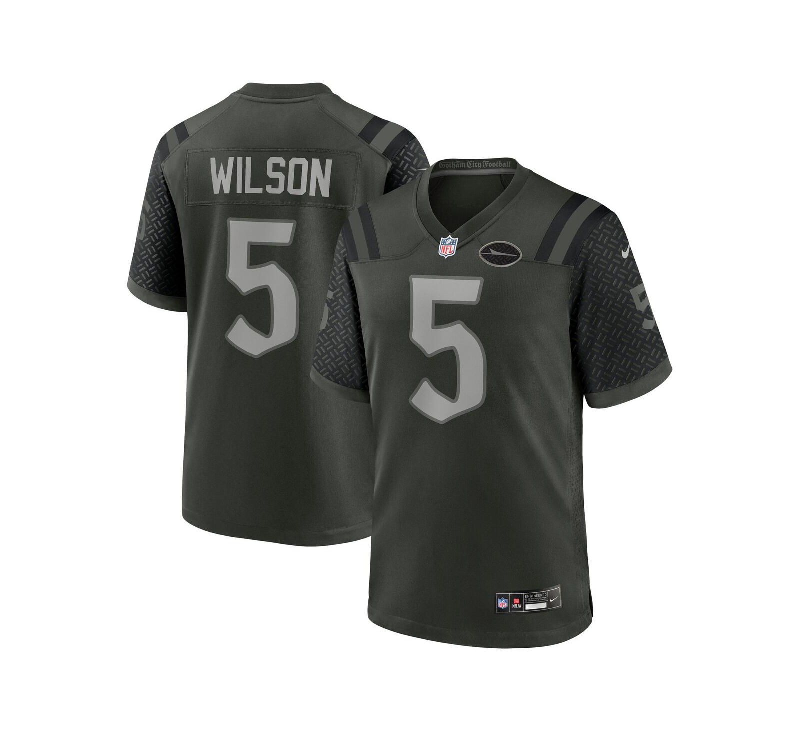 Мужская игровая джерси Nike Garrett Wilson Gotham Green New York Jets 2025 Rivalries Collection
