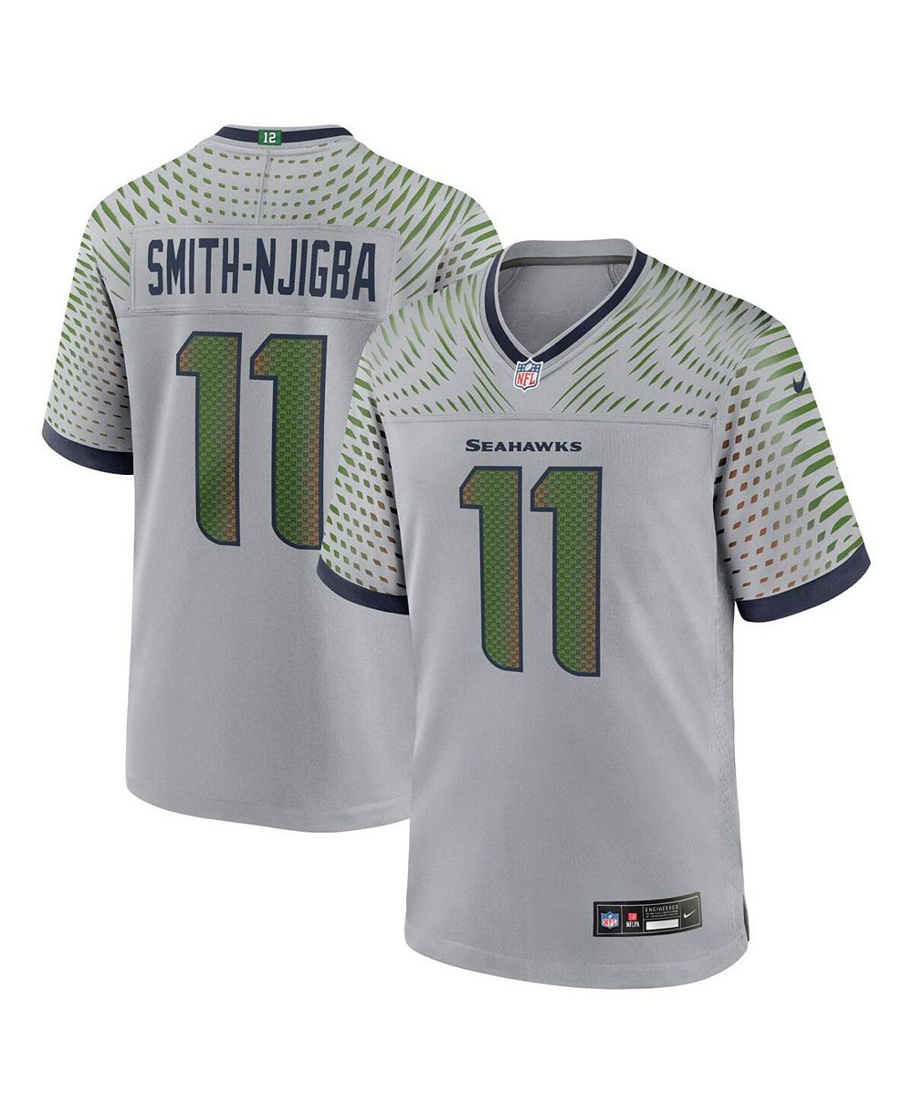 Мужская игровая джерси Nike Jaxon Smith-Njigba Wolf Gray Seattle Seahawks 2025 Rivalries Collection