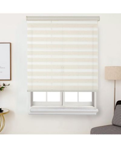 Зебра-штора Shadisfy FauxLinen Zebra Shade, без шнура, двухслойная