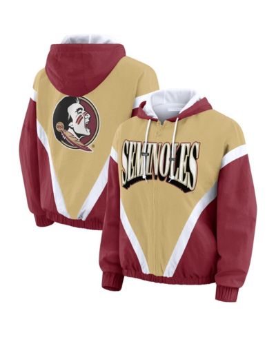 WEAR by Erin Andrews Women's Gold/Garnet Florida State Seminoles Color Block Full-Zip Hoodie Windbreaker Jacket