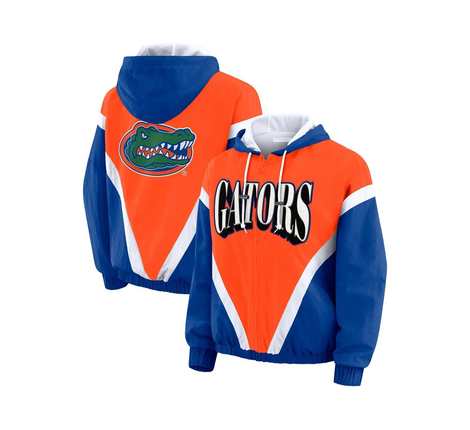 WEAR by Erin Andrews Women's Orange/Royal Florida Gators Color Block Full-Zip Hoodie Windbreaker Jacket