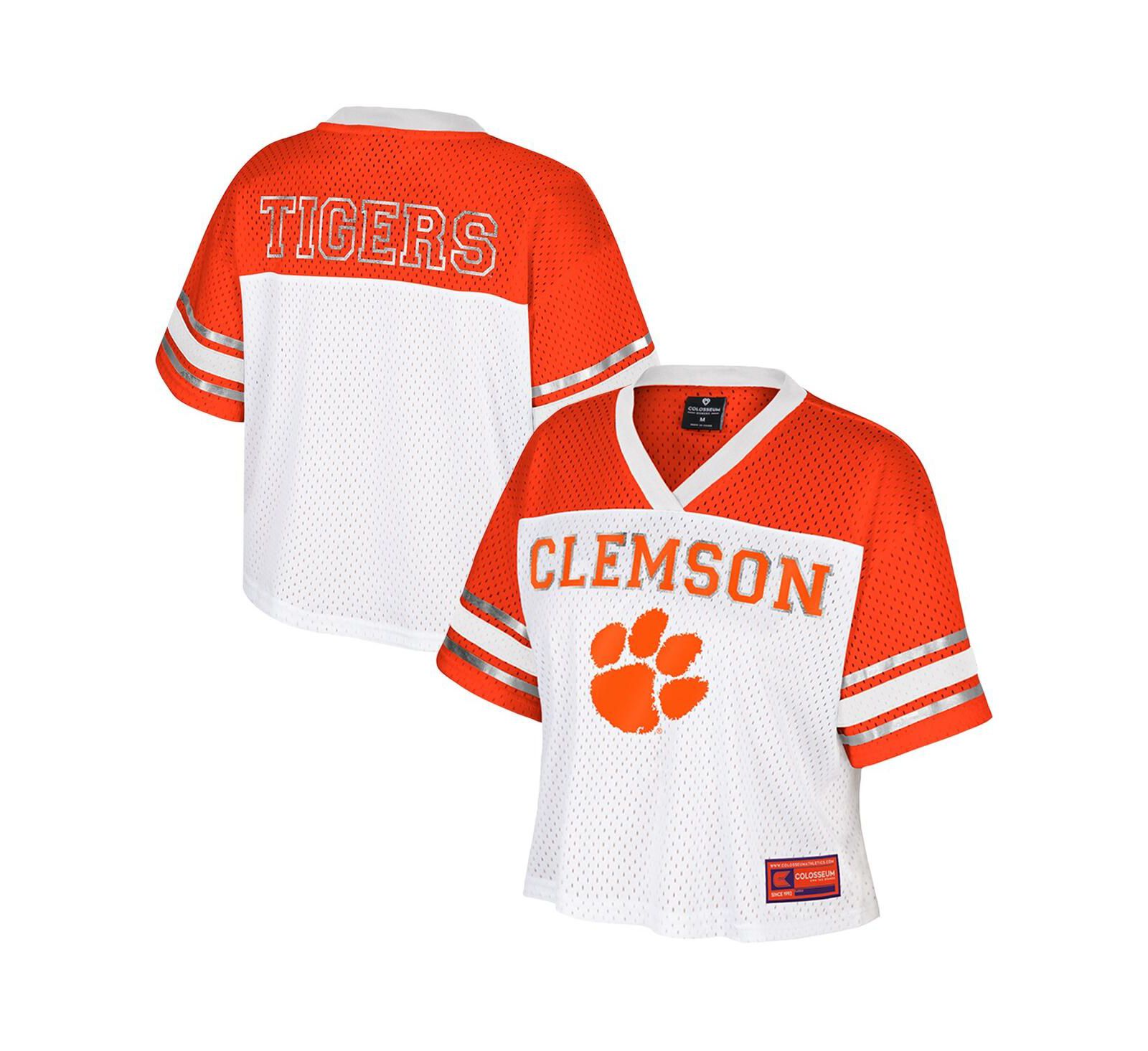 Женская укороченная джерси Colosseum White Clemson Tigers Treasure Football