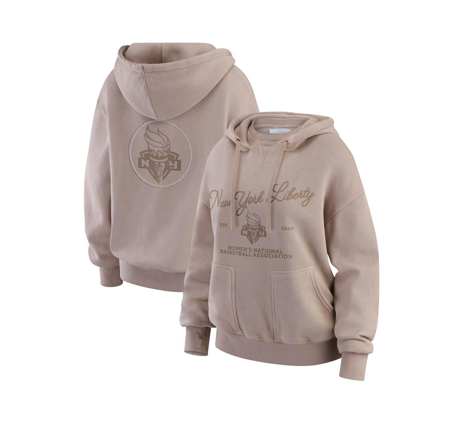 Худи WEAR by Erin Andrews Women's Tan New York Liberty с круглым вырезом