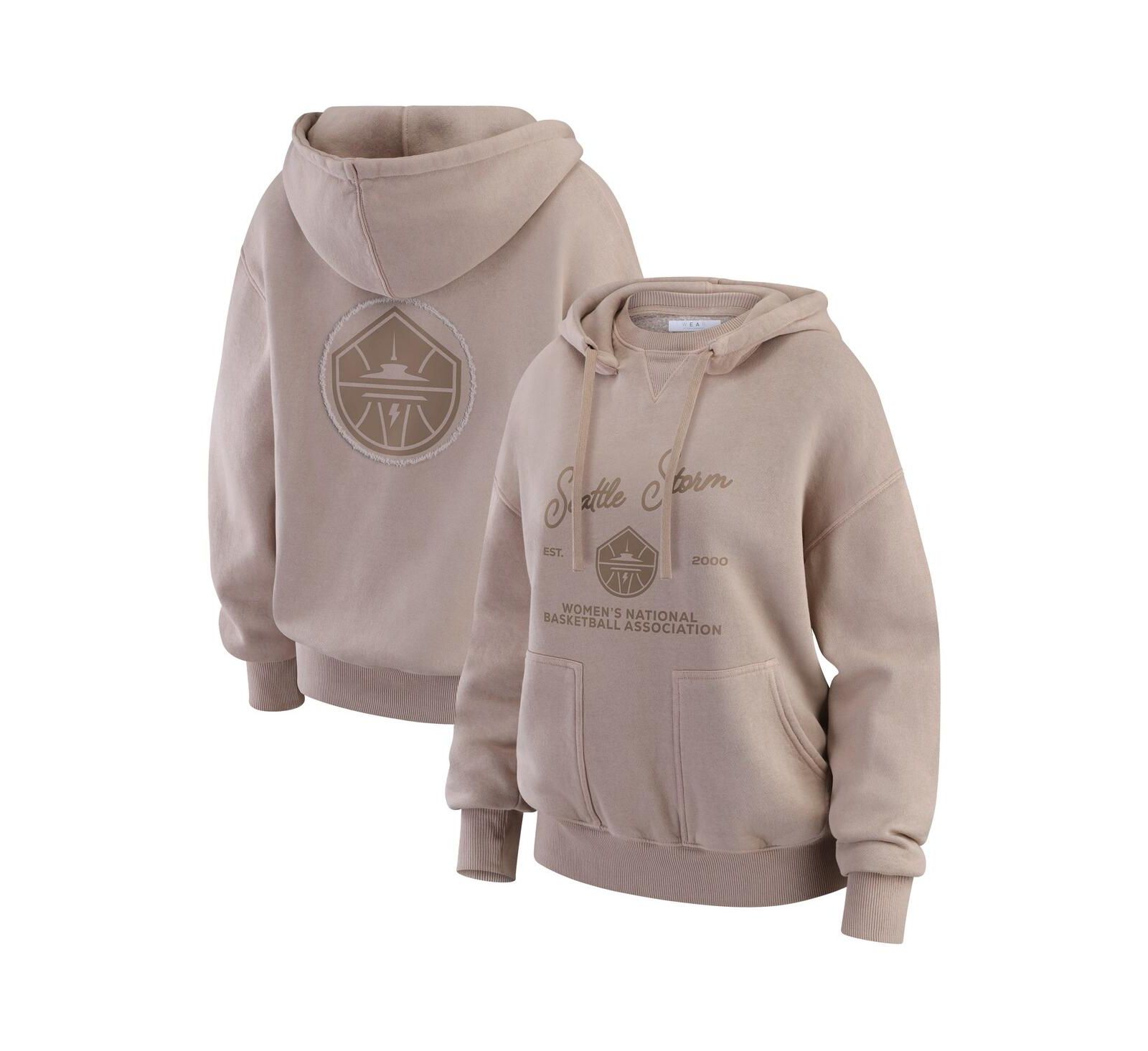 Женское худи WEAR by Erin Andrews Seattle Storm Washed Pullover Crew Neck, бежевое