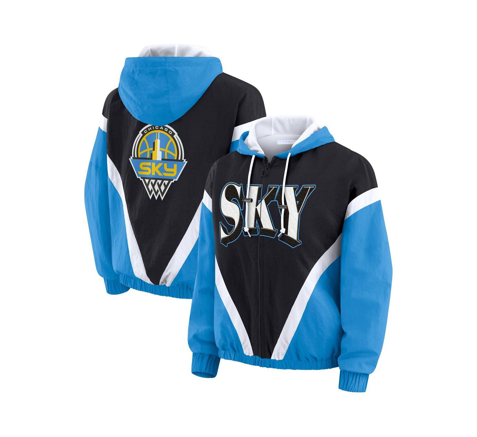 Женская ветровка-худи WEAR by Erin Andrews Blue/Black Chicago Sky Color Block Full-Zip