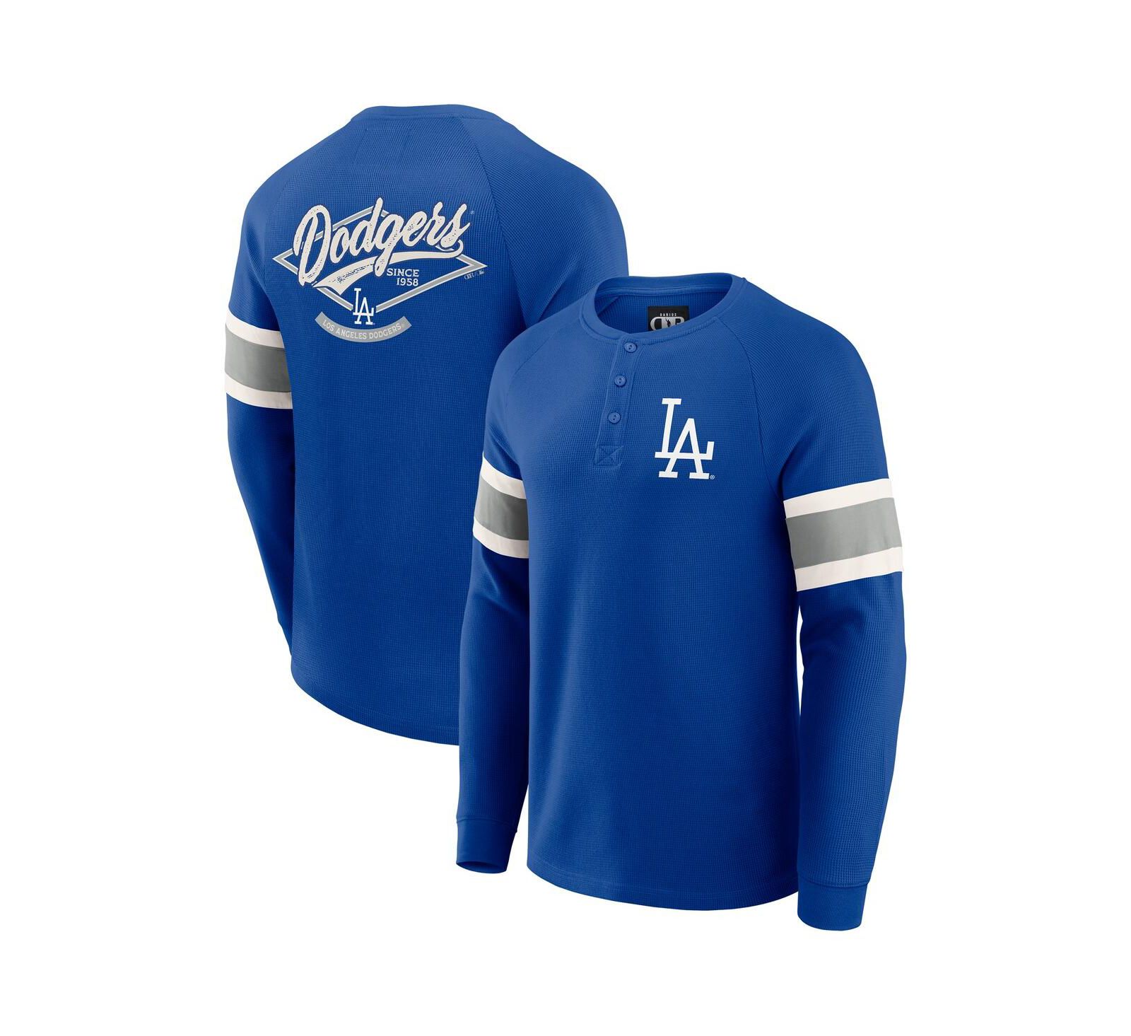 Darius Rucker Collection by Fanatics Men's Royal Los Angeles Dodgers Waffle-Knit Raglan Long Sleeve Henley T-Shirt