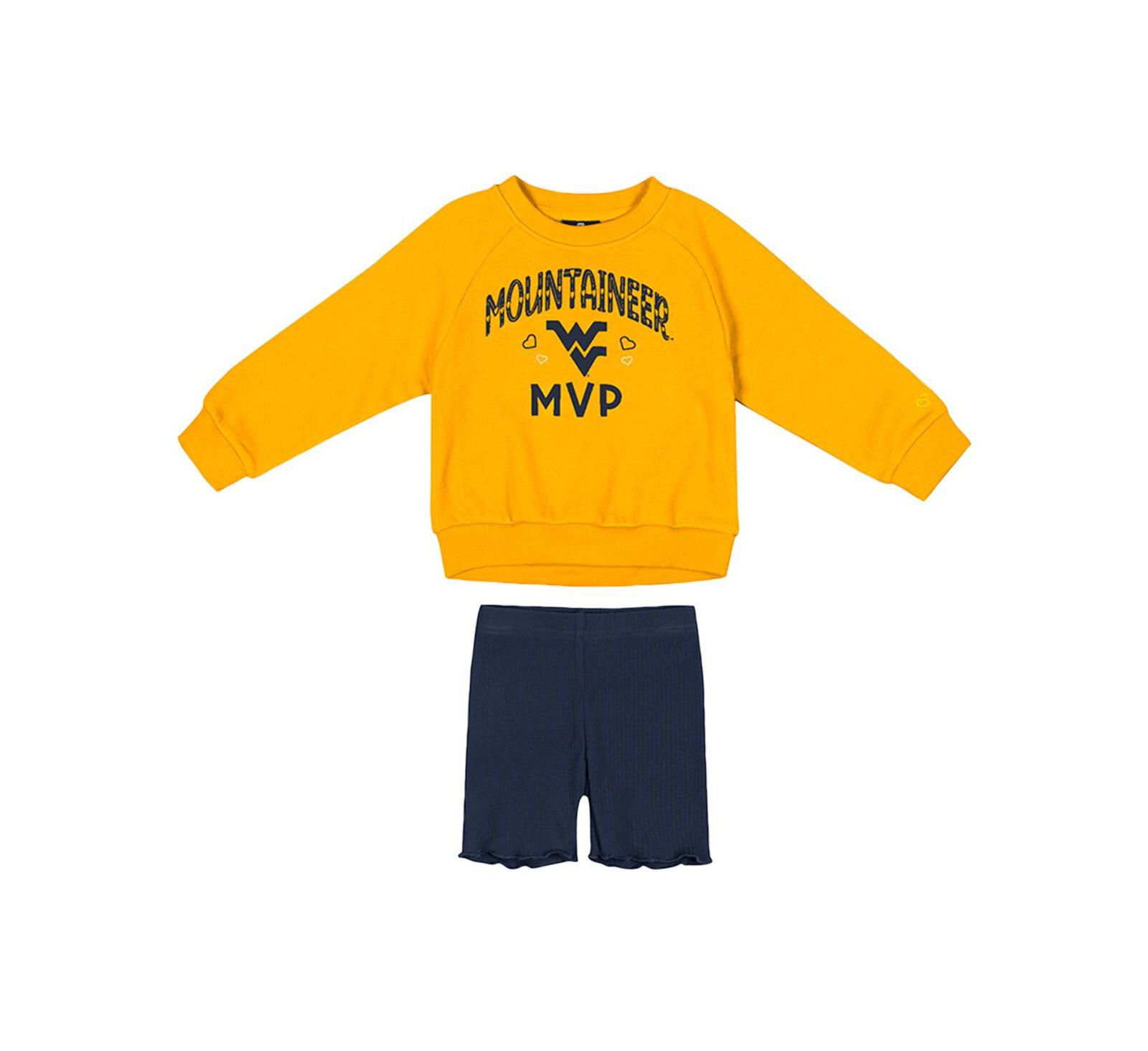 Детский комплект Colosseum Girls Toddler 2-Piece: золотая/темно-синяя флисовая толстовка и шорты West Virginia Mountaineers Beta