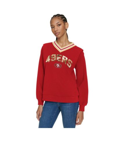 Tommy Hilfiger Женский джемпер Scarlet San Francisco 49ers Alice V-Neck Pullover Sweatshirt