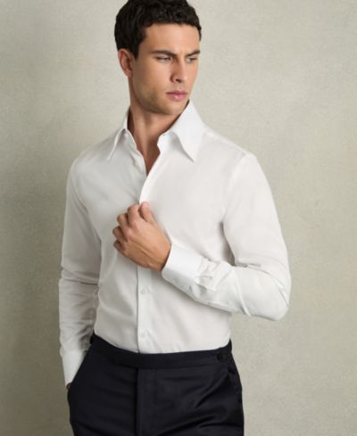 REISS Men's Caldwell Regular-Fit Cotton Pin-Collar Shirt
