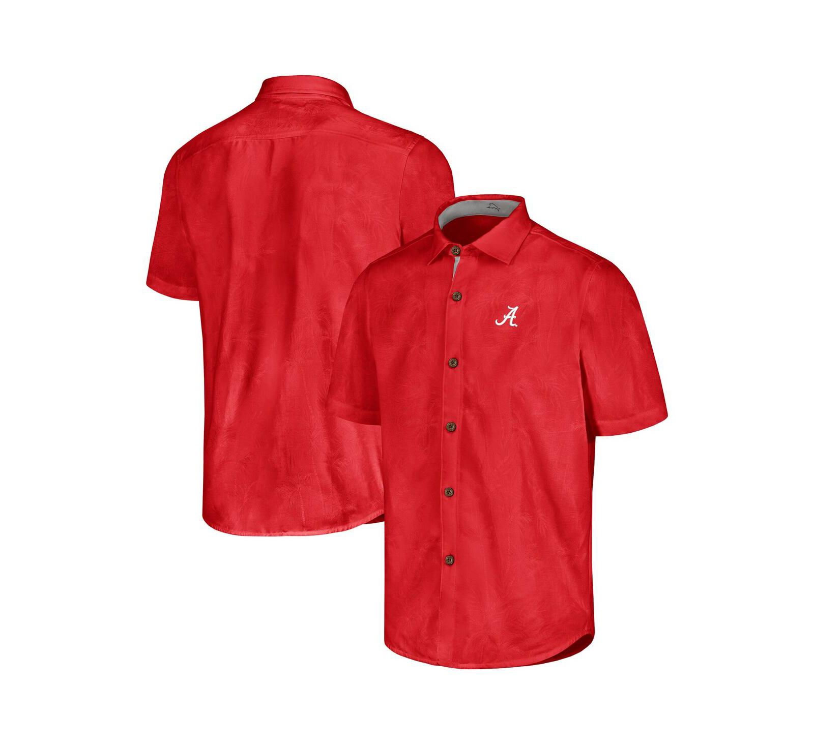 Мужская рубашка Tommy Bahama Crimson Alabama Crimson Tide Sport Coconut Point Palm Vista IslandZone Button-Up