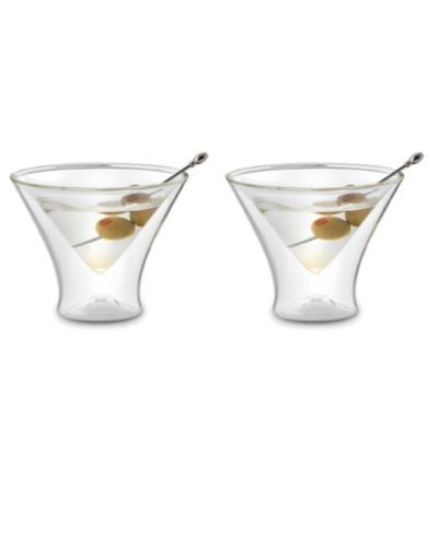 Outset Hand-Blown Stemless Martini Glasses, Set of 2