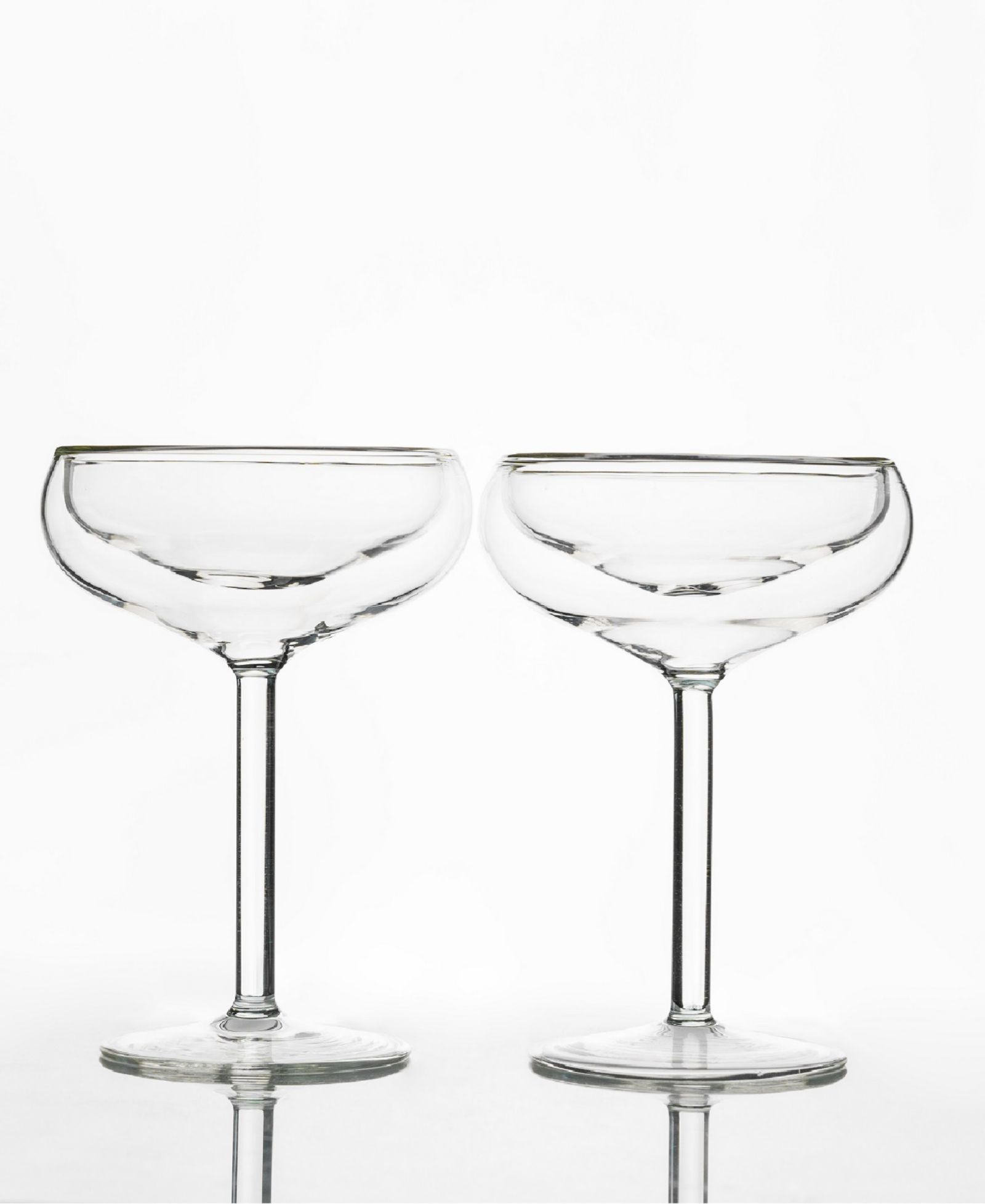 Outset Hand-Blown Double Wall Coupe Champagne Glasses, Set of 2