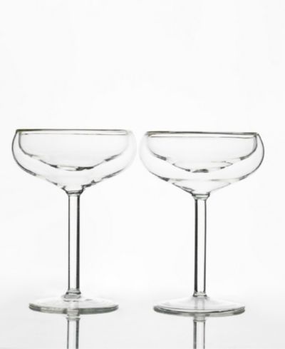 Outset Hand-Blown Double Wall Coupe Champagne Glasses, Set of 2